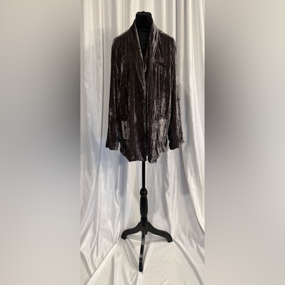 Kyla Seo NWT Velvet Jacket Blazer Charcoal Gray XXL Luxe Cozy